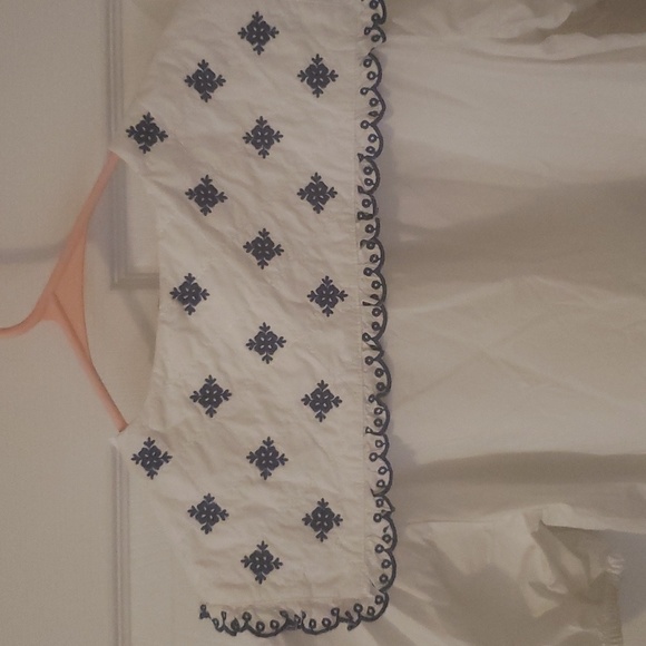 Zara top embroidery  collar size large white and blue - Picture 6 of 7